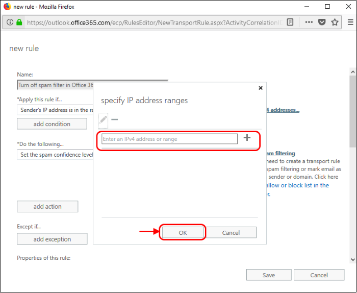 Add an email flow rule to bypass spam filtering phishing and identity